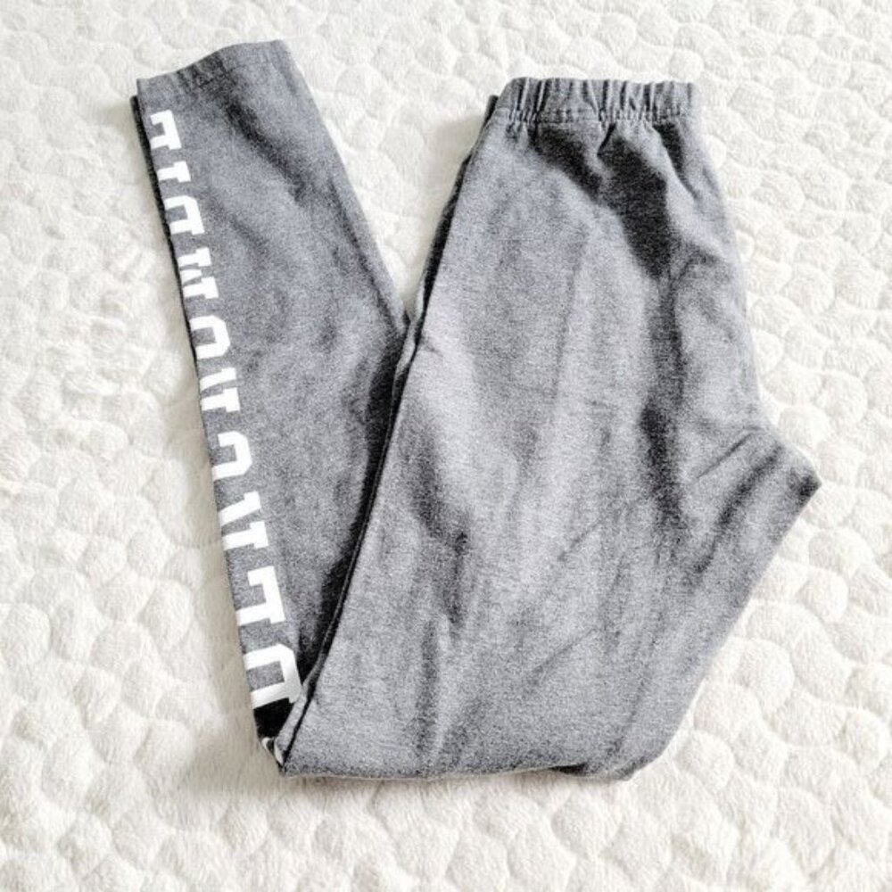 Abercrombie kids leggings grey spellout lounge casual athleisure 